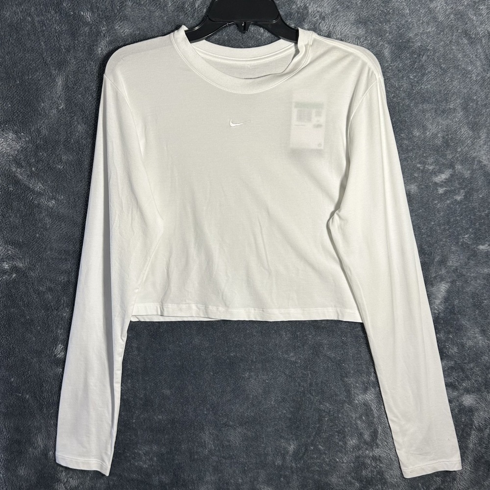 Nike Womens Size XL White Chill Knit Slim Long Sleeve Crop Top